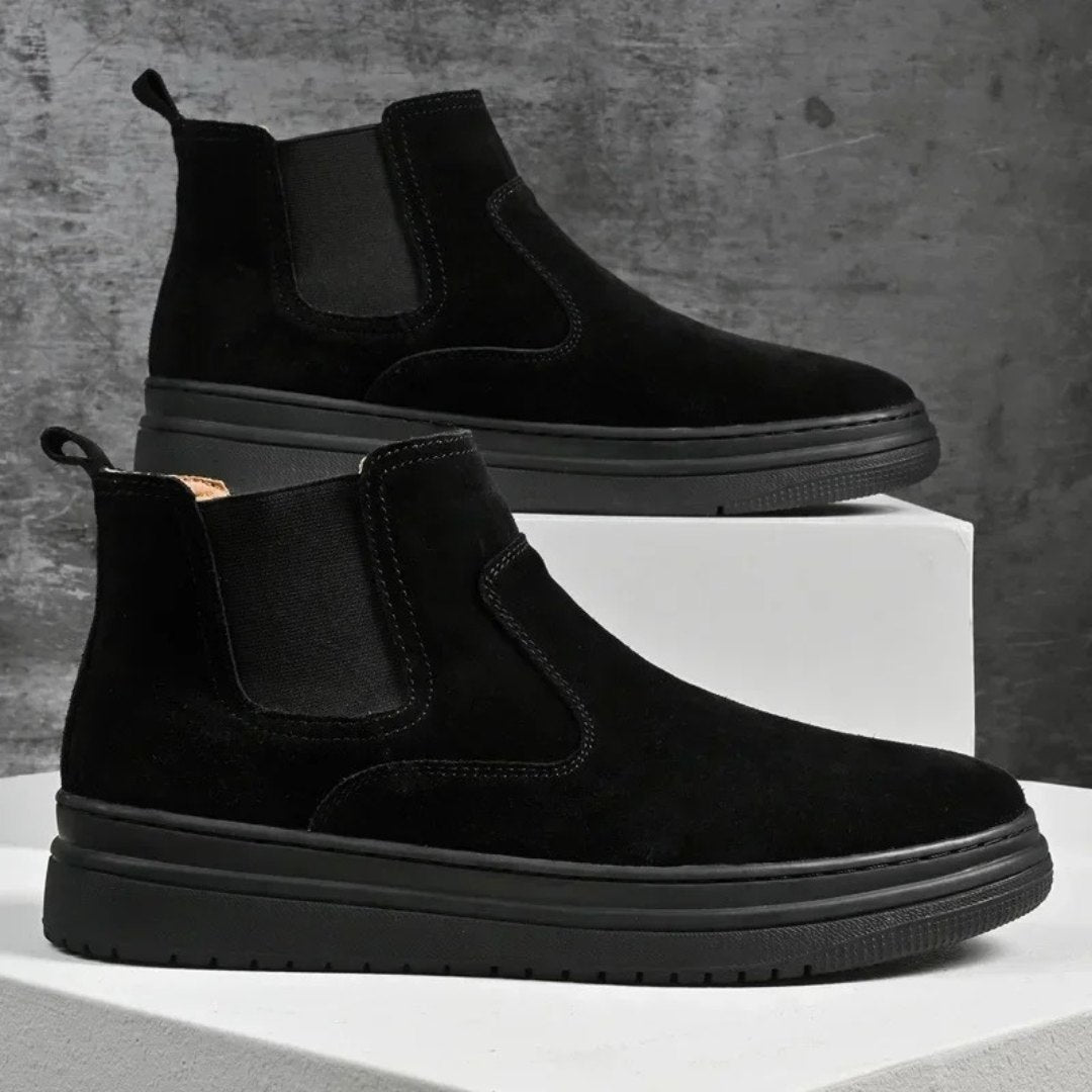 Suede Smart-Casual Leather Slip-On Chelsea Winter Boots