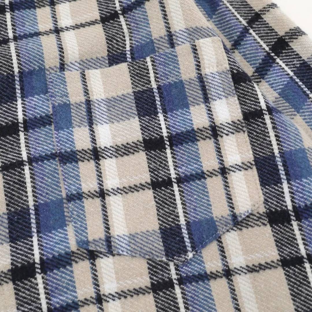 Blue Oversized Raw-Hem Plaid Shirt