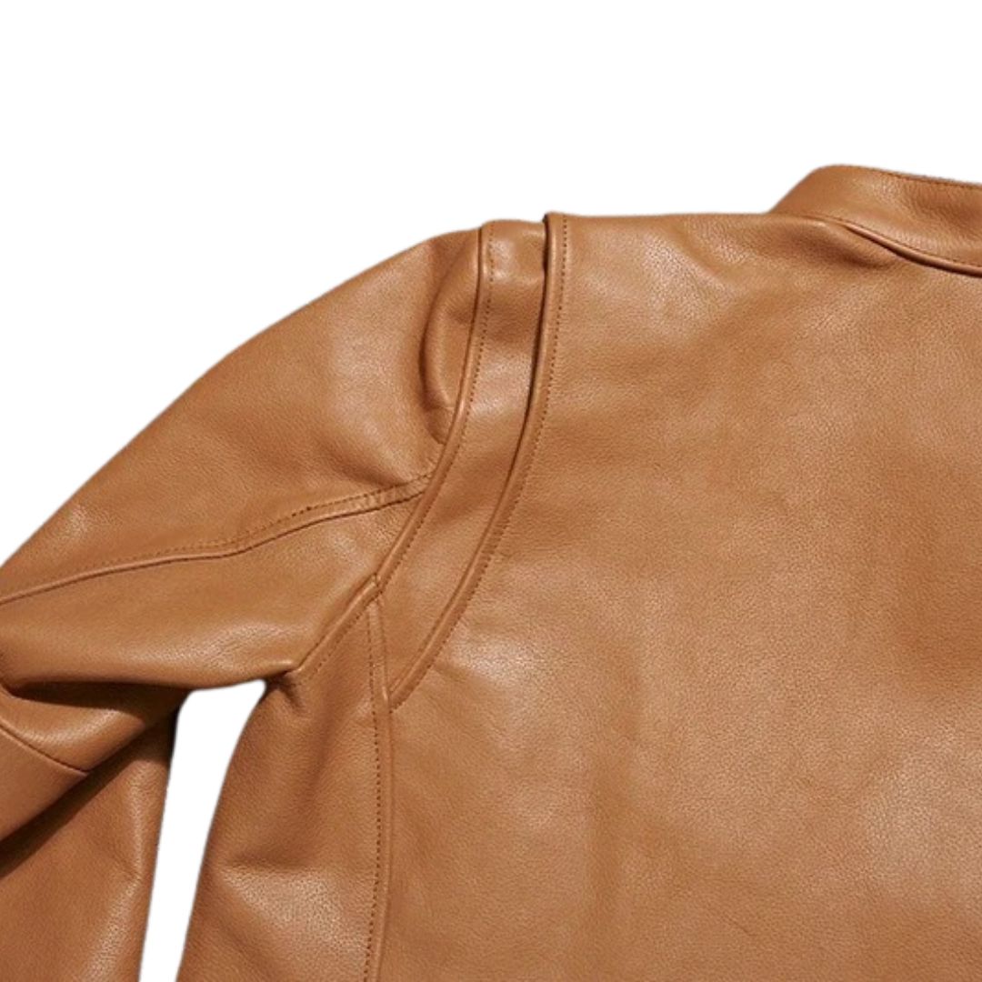 Light Brown Leather Motorcycle Jacket
