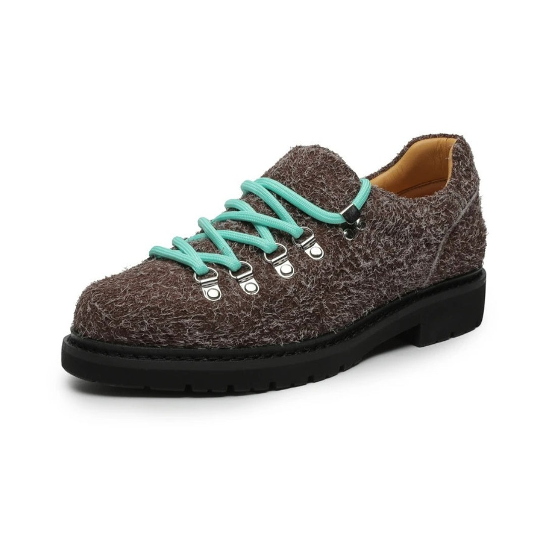 Suede Low-Top City Shoes with Contrast Laces and Chunky Sole