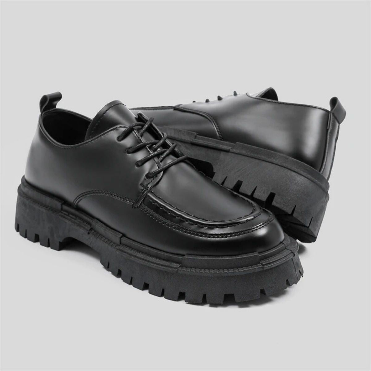 Black Tactical Lace Up Leather Dress Shoes