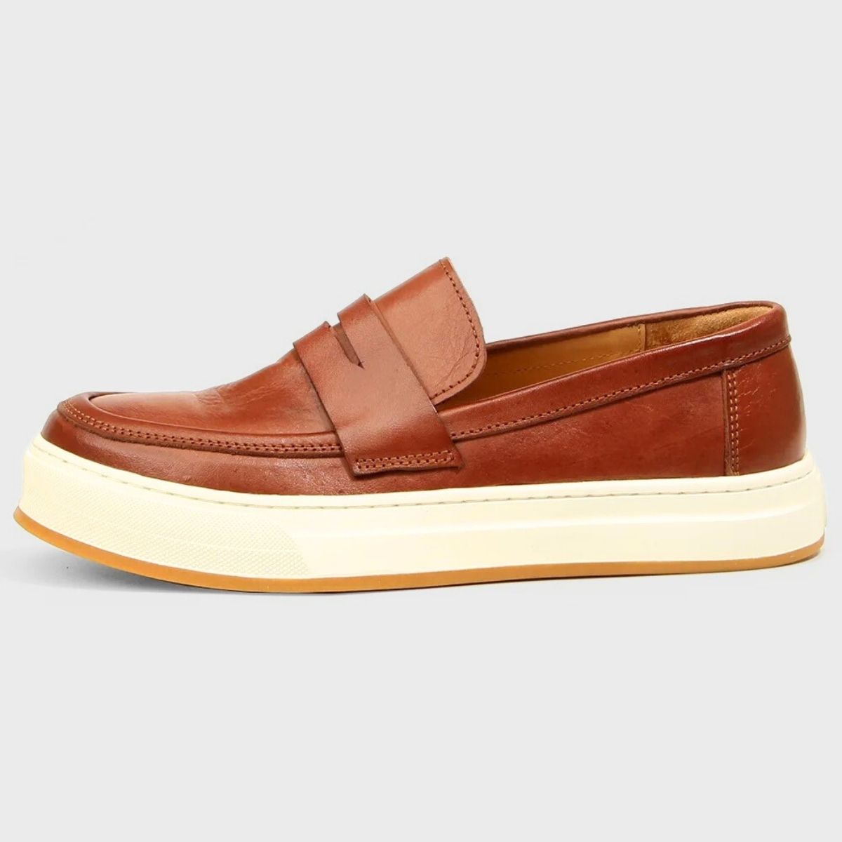 Polished Leather Slip On Trainers