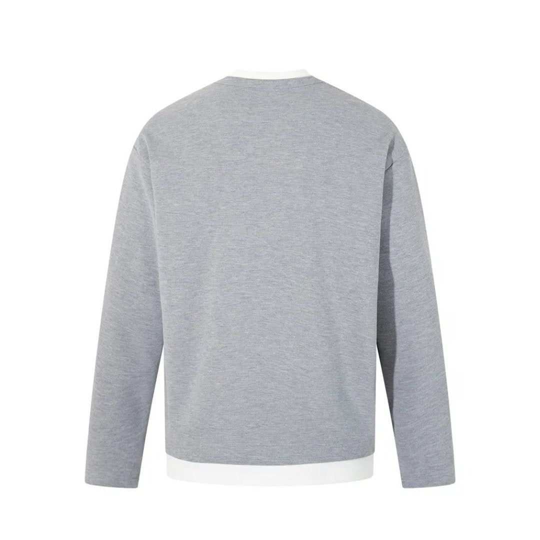 Layered-Look V-Stitch Long Sleeve T-shirt