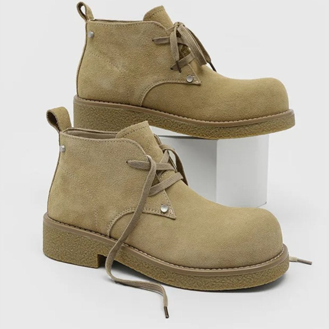 Suede Round Toe Derby Ankle Boots
