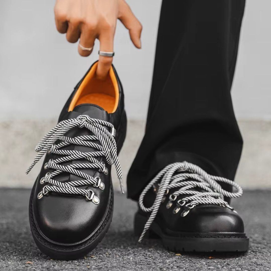 Suede Low-Top City Shoes with Contrast Laces and Chunky Sole