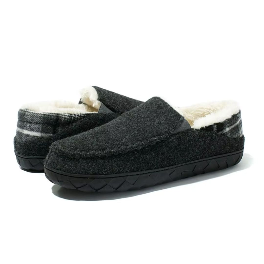 Faux Shearling-Lined Moccasin Slippers