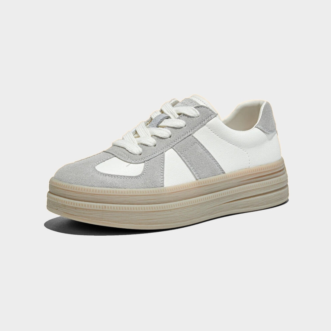 Suede Patchwork Toe Panel Platform Sneakers