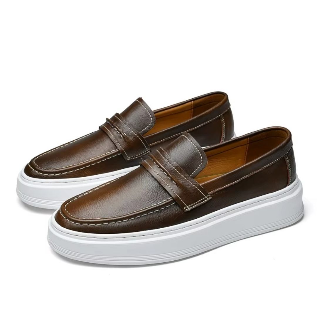 Leather Loafers with Chunky White Sole