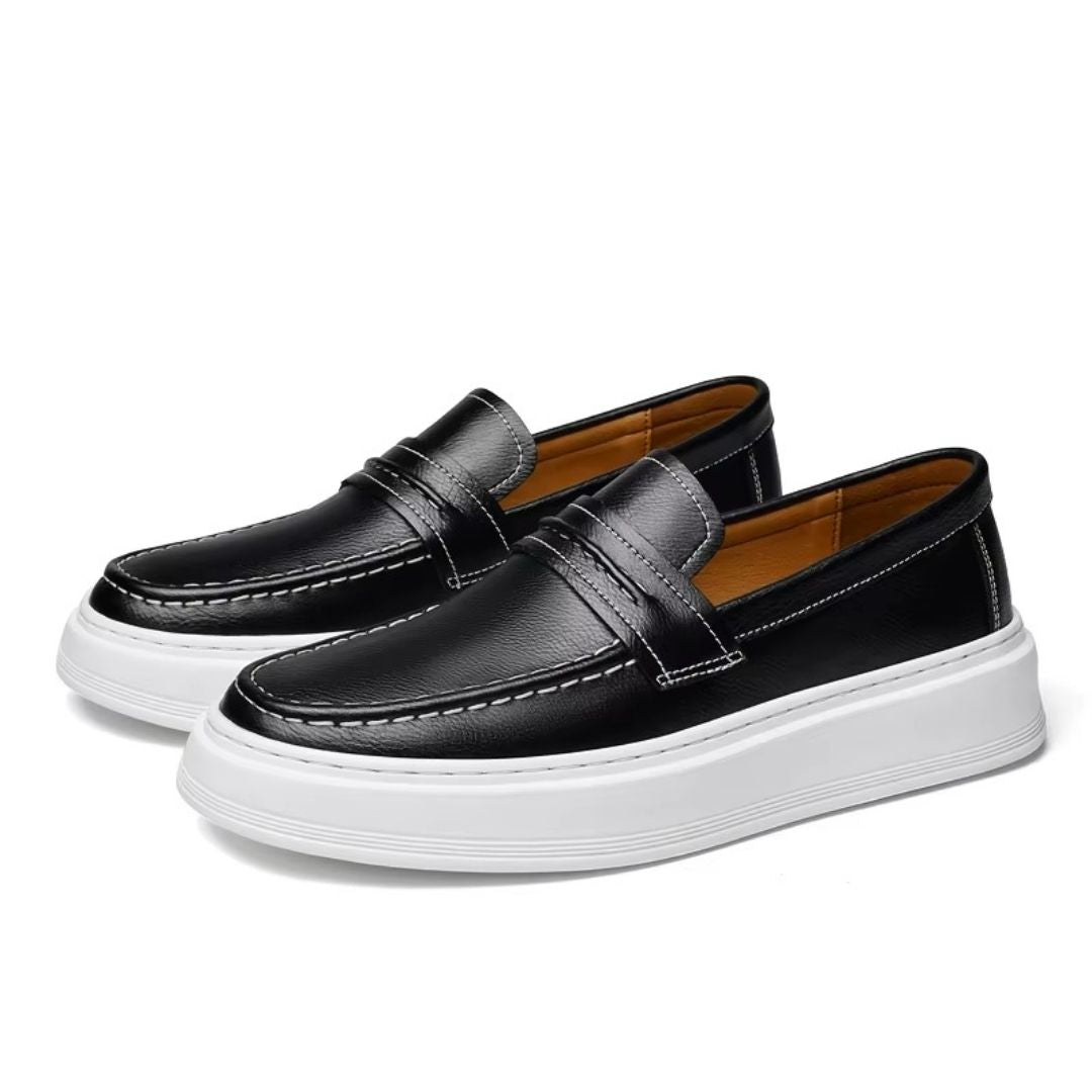 Leather Loafers with Chunky White Sole