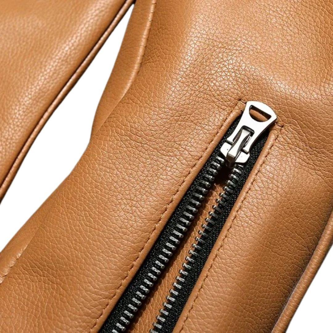 Light Brown Leather Motorcycle Jacket