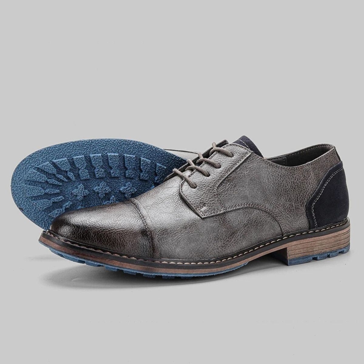 Rugged Leather Derby Shoes with Polished Finish