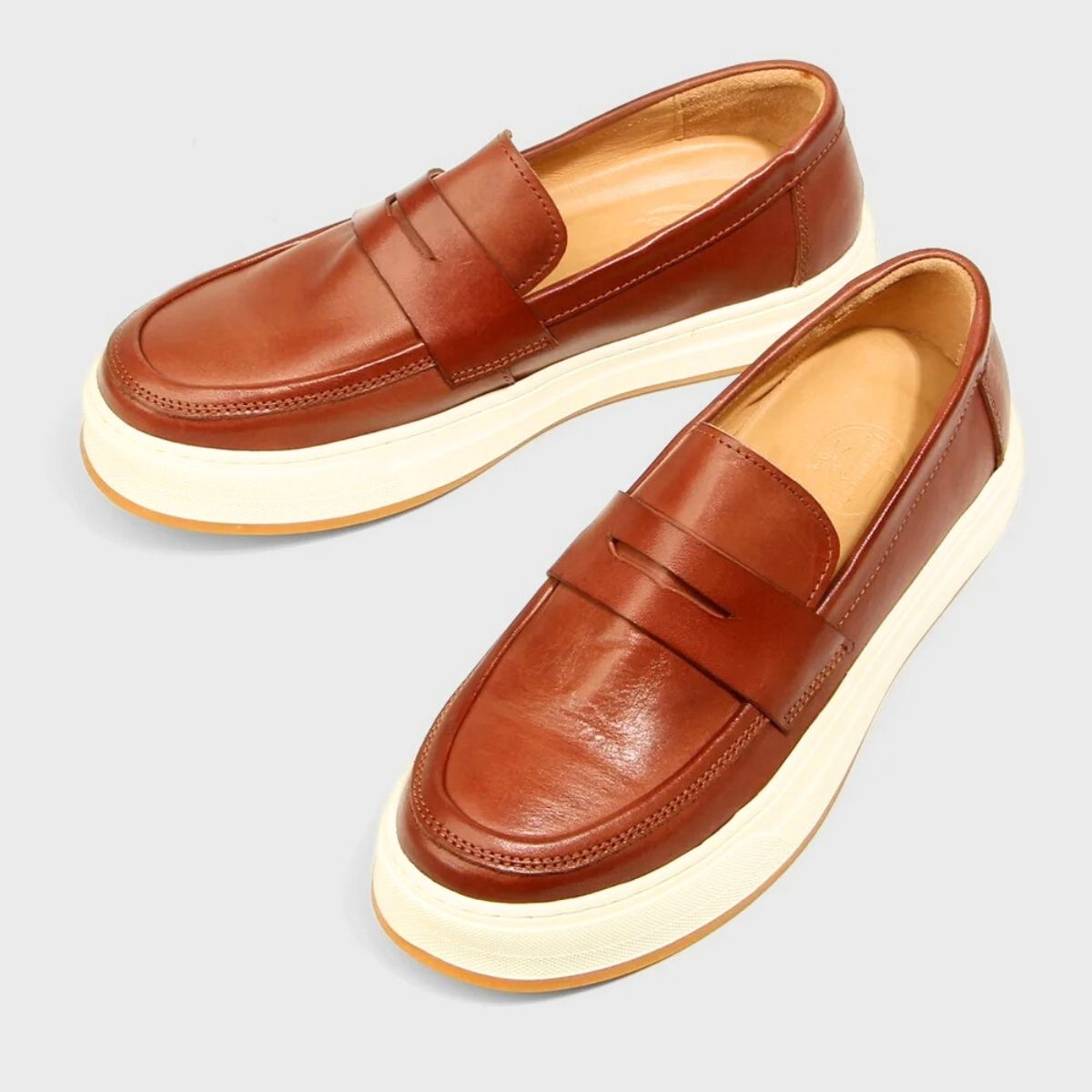 Polished Leather Slip On Trainers
