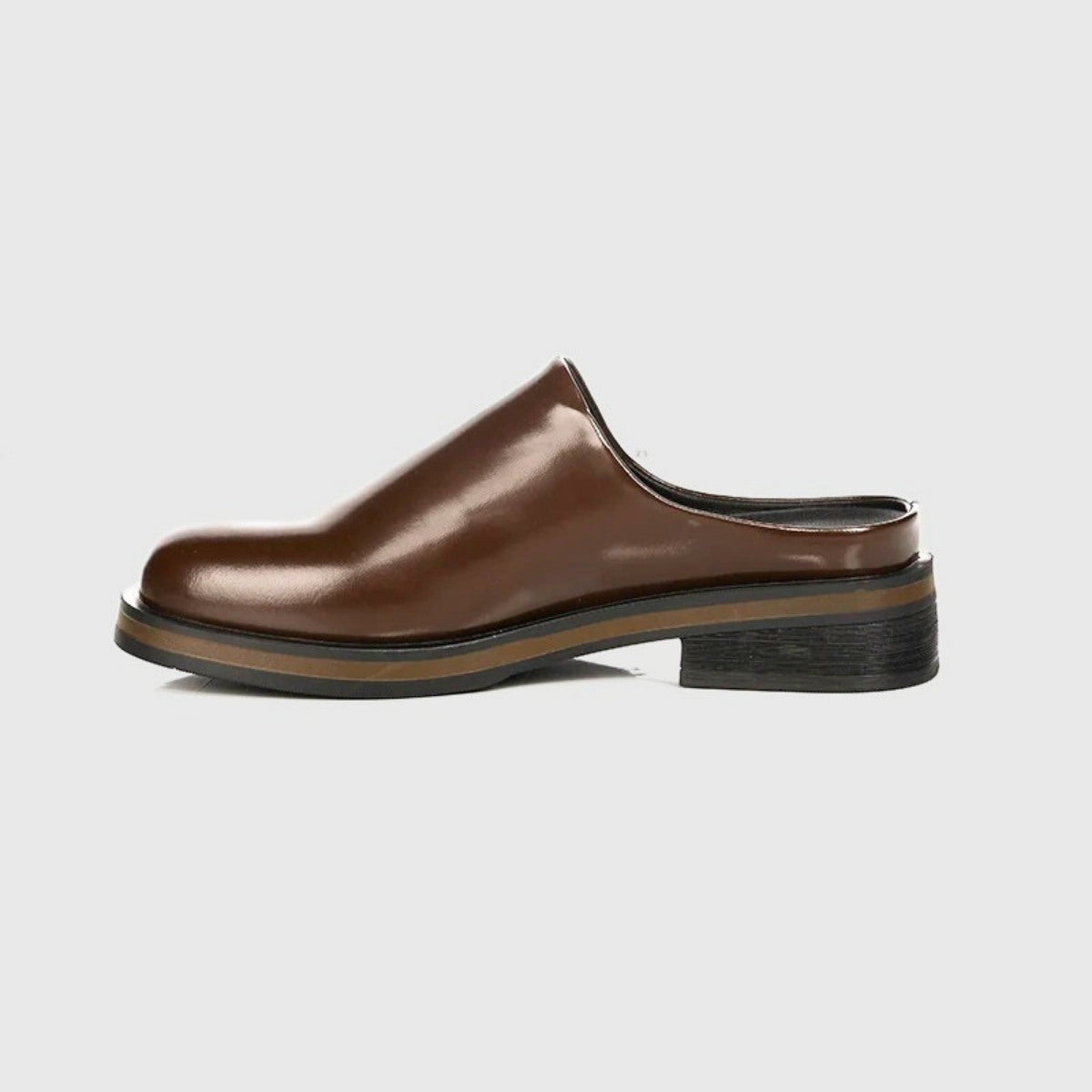 Polished Leather Backless Mules
