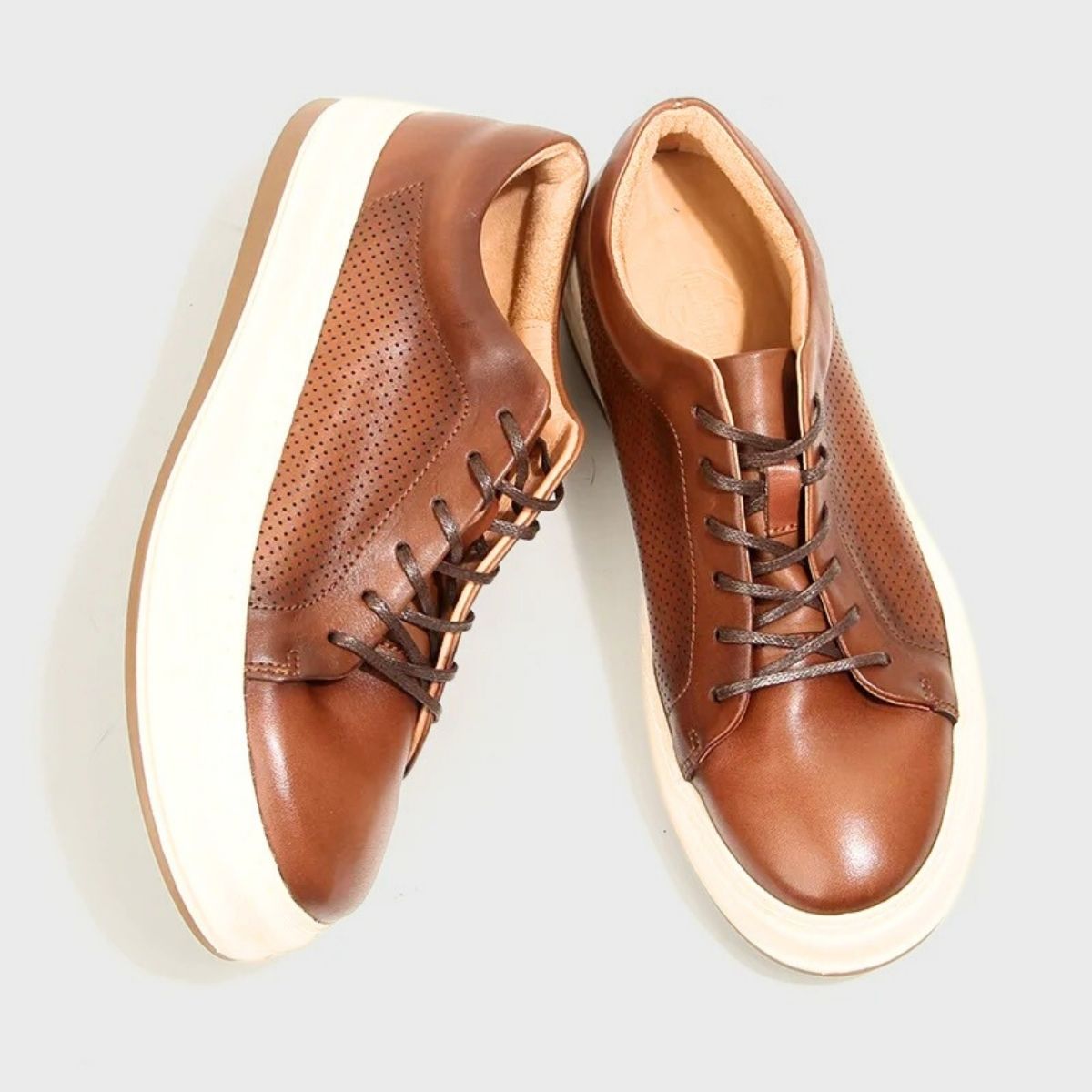 Lifted Sole Leather Sneakers