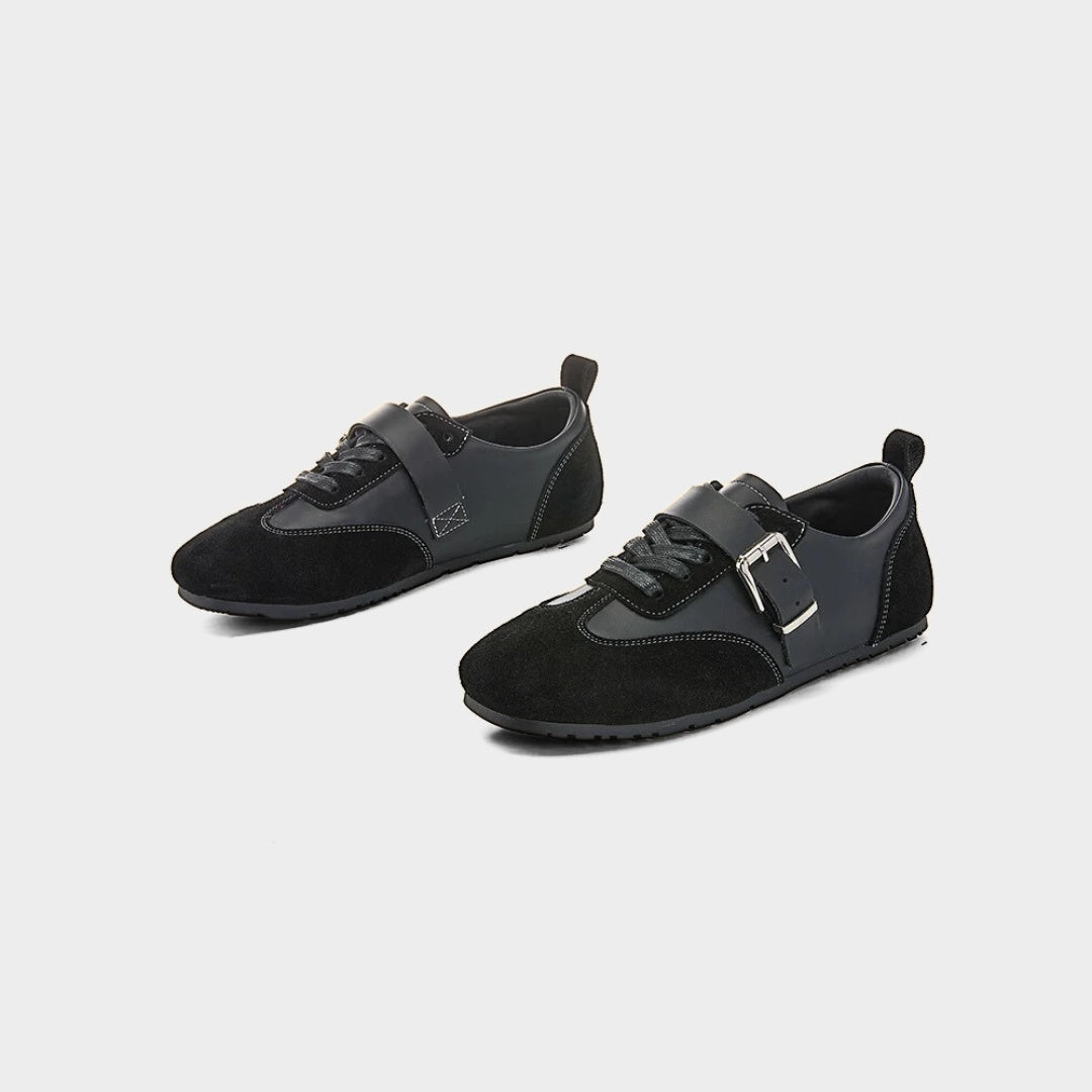 Leather Suede Mary Jane Ballet Flat Trainers