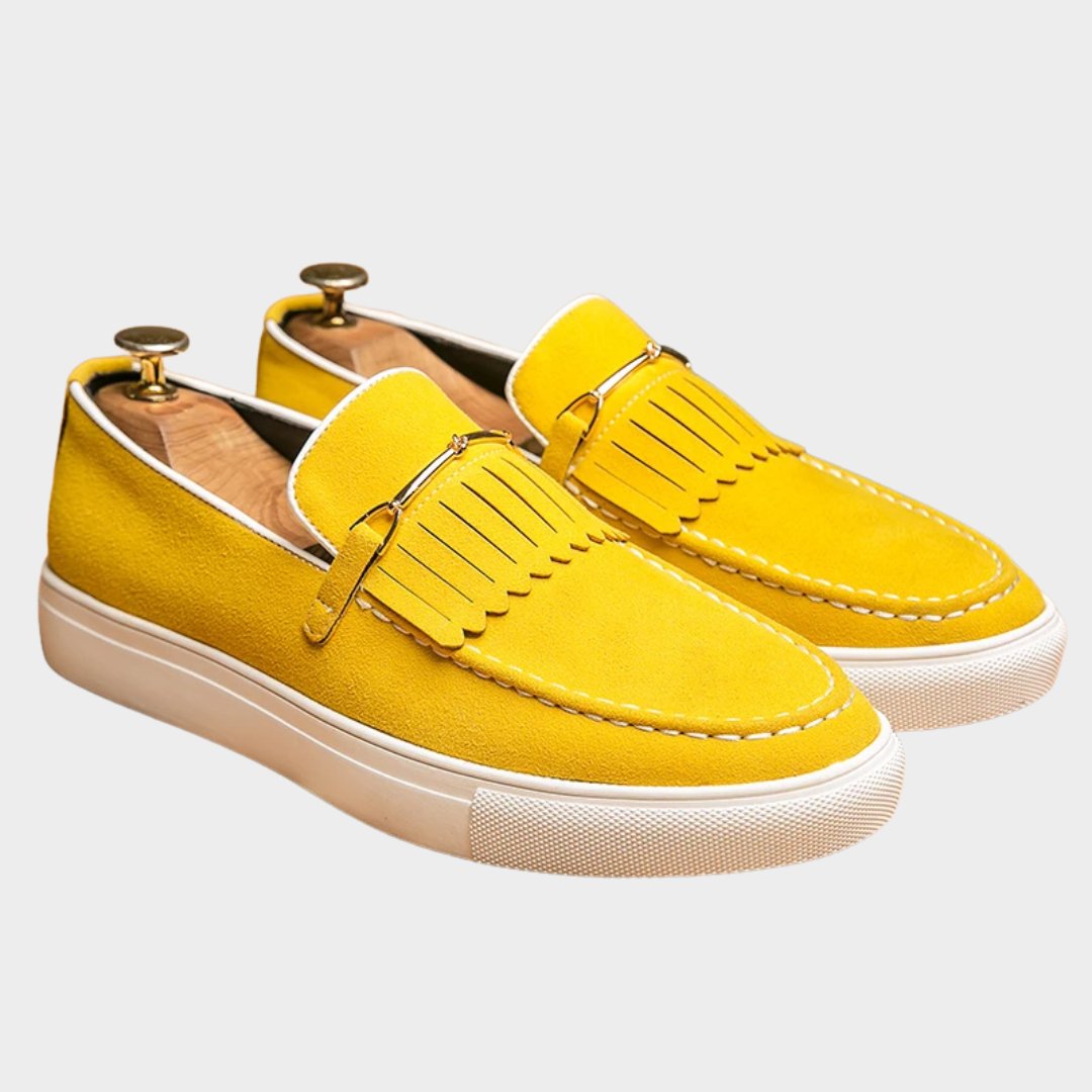Suede Slip-On Smart Casual Loafer-Trainer with Fringe Detail