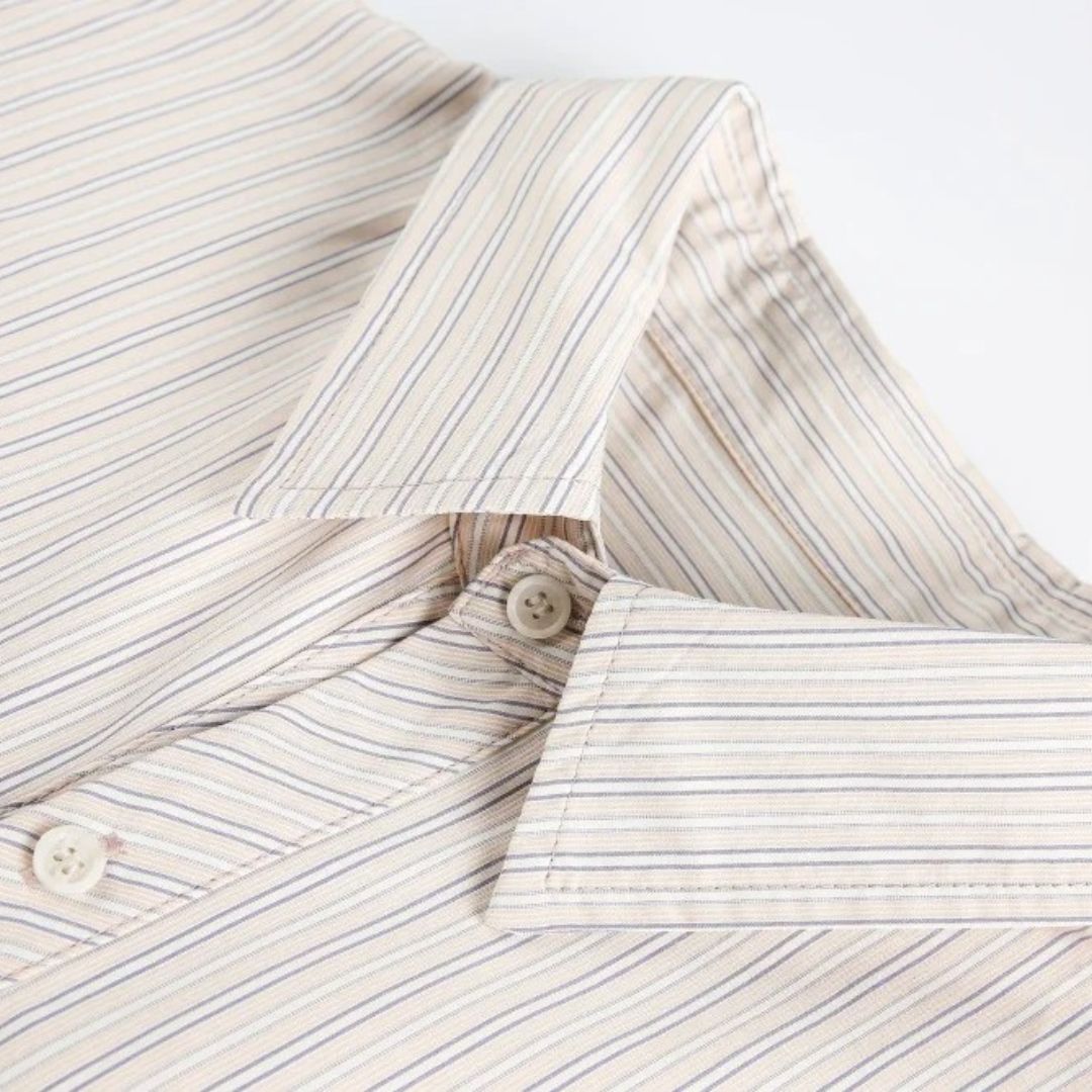 Striped Shirt with Chest Pocket and Back Buttons