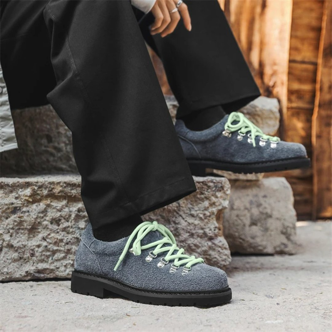 Suede Low-Top City Shoes with Contrast Laces and Chunky Sole