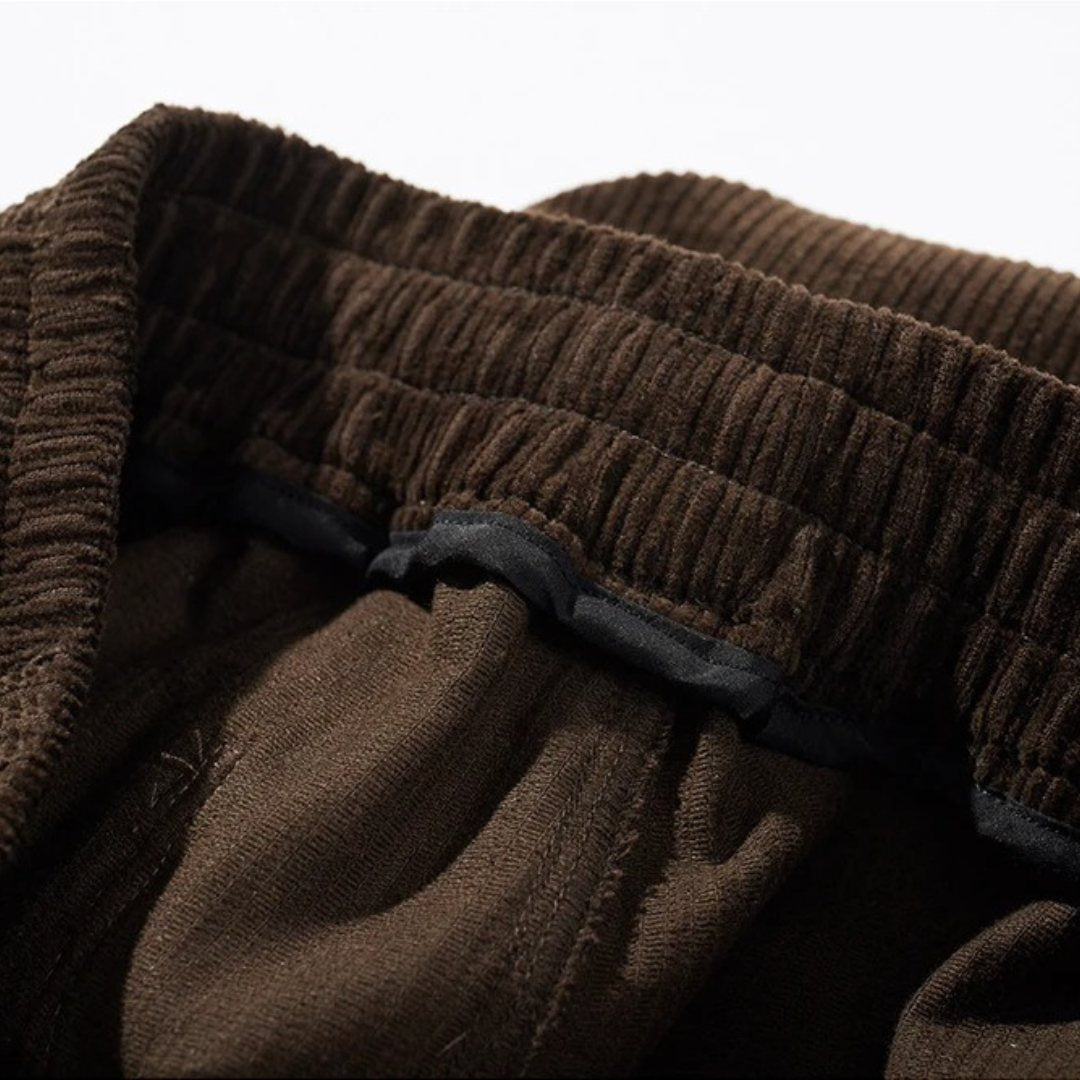 Brown Washed Corduroy Wide-Leg Trousers