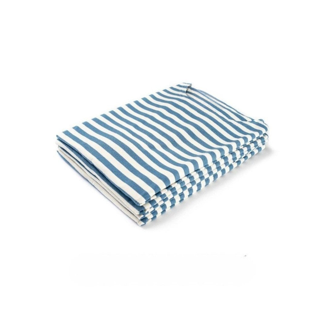 Striped Long-Sleeve Cotton T-Shirt for Men in Nautical Blue