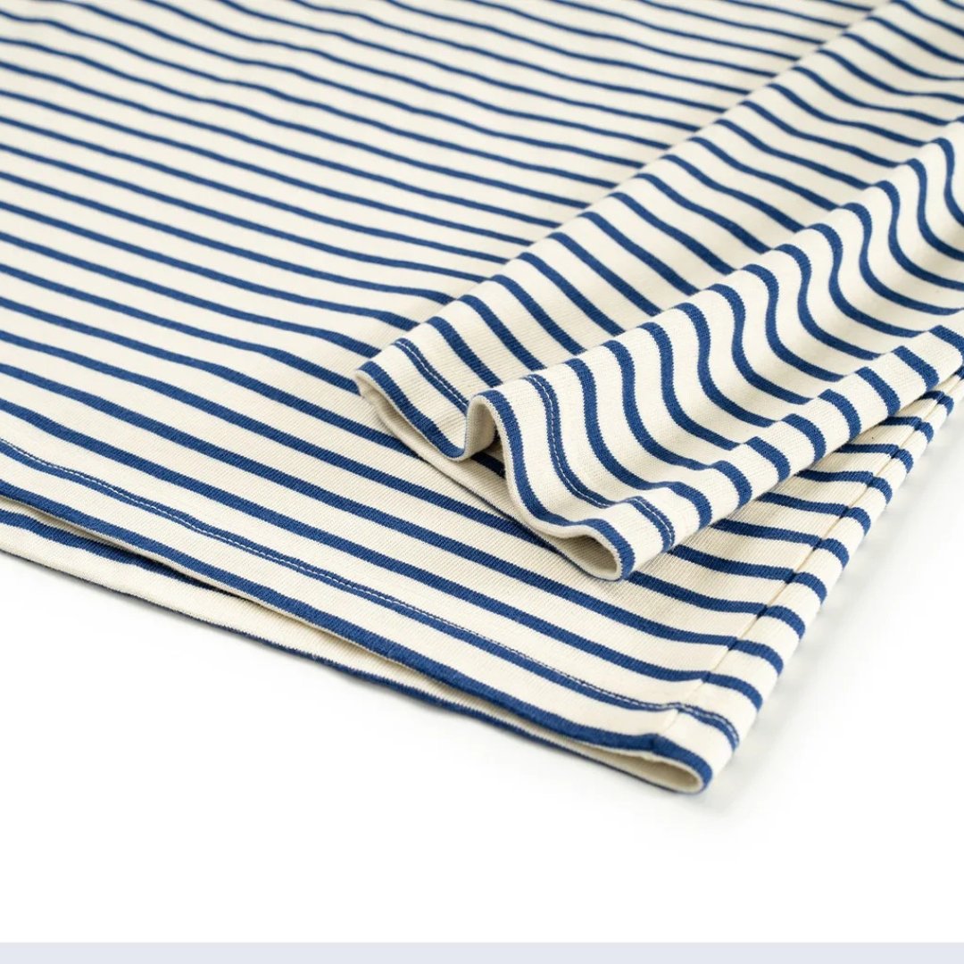 Sailor Blue-Striped Long-Sleeve Henley T-Shirt