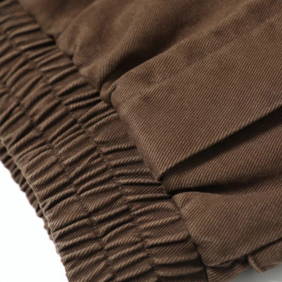 Brown Retro Cargo Bomber Jacket With Distressed Finish