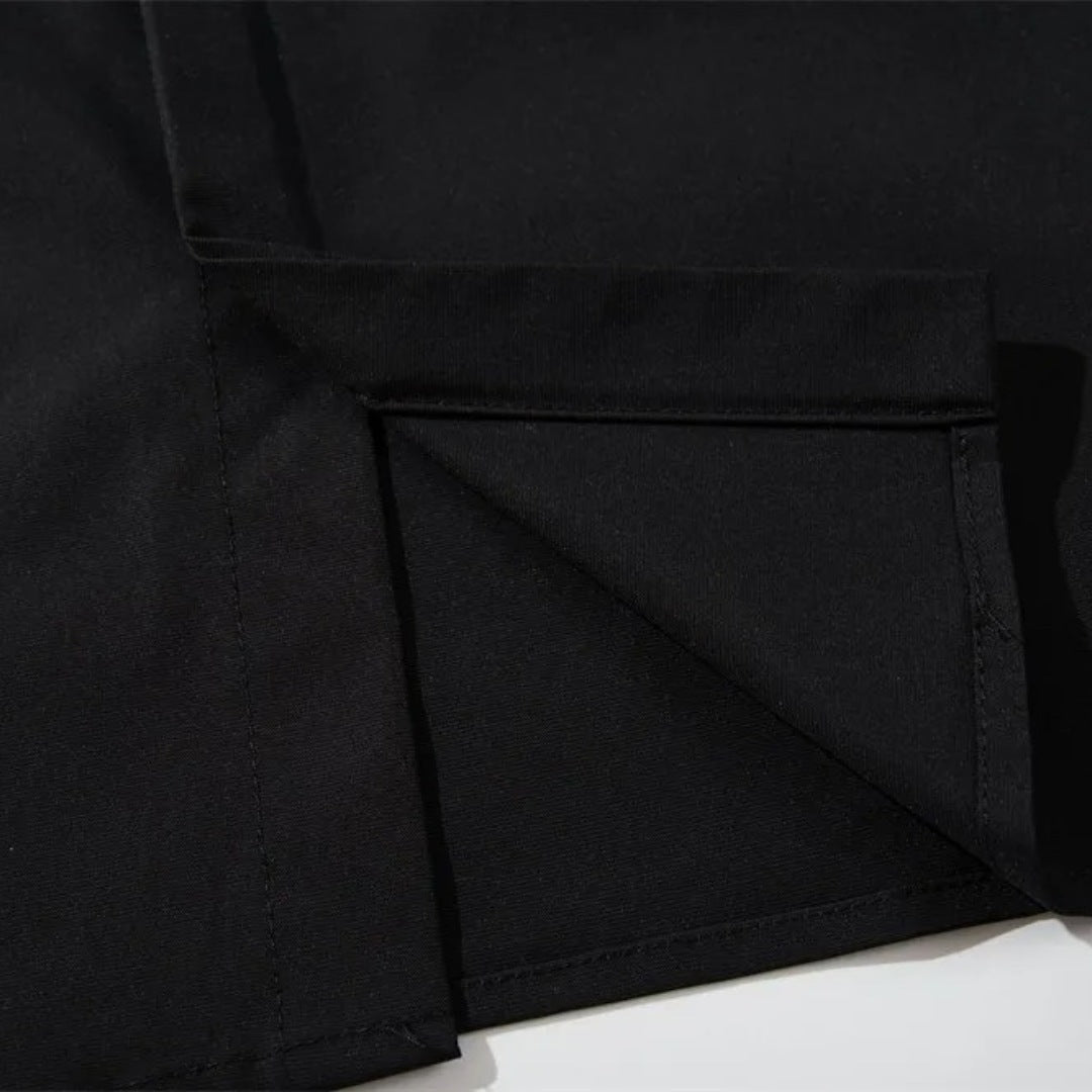 Black Relaxed-Cut Shirt with Hidden Button Placket
