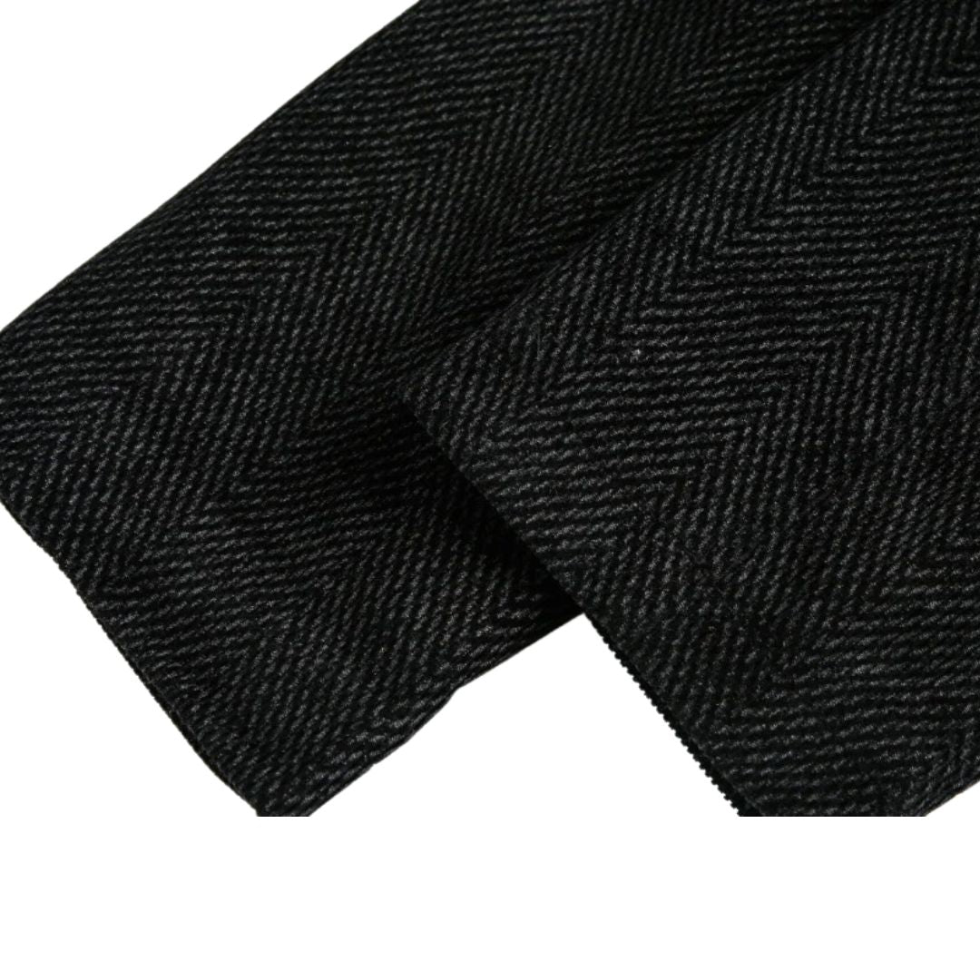 Black Funnel Neck Jacket With Asymmetric Zip Closure