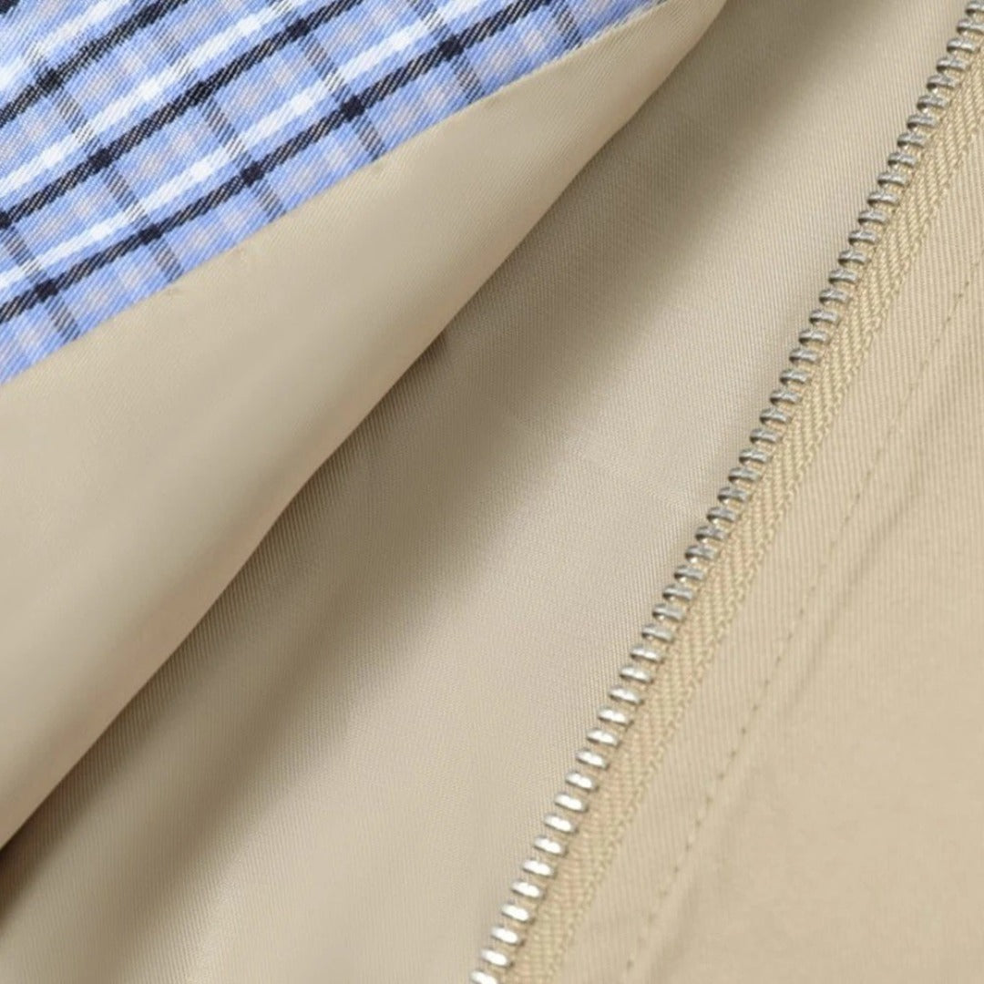 Checked Collar Zip Jacket