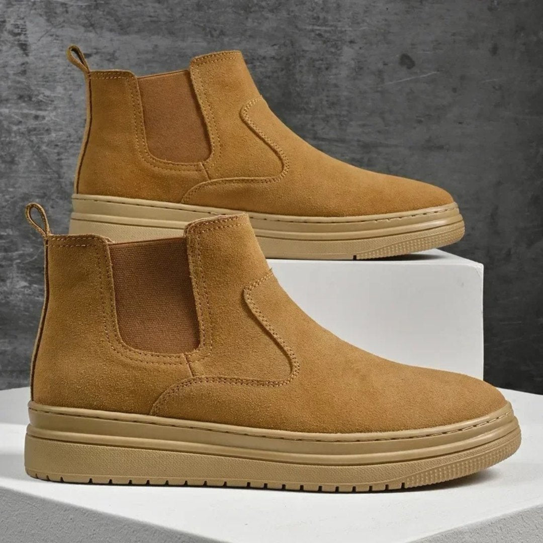Suede Smart-Casual Leather Slip-On Chelsea Winter Boots