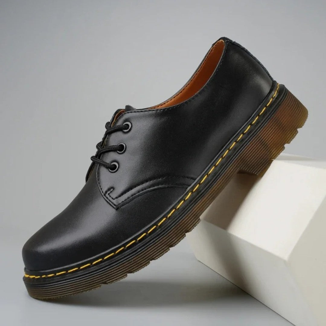 Chunky Casual Derby Shoes with Yellow Stitching