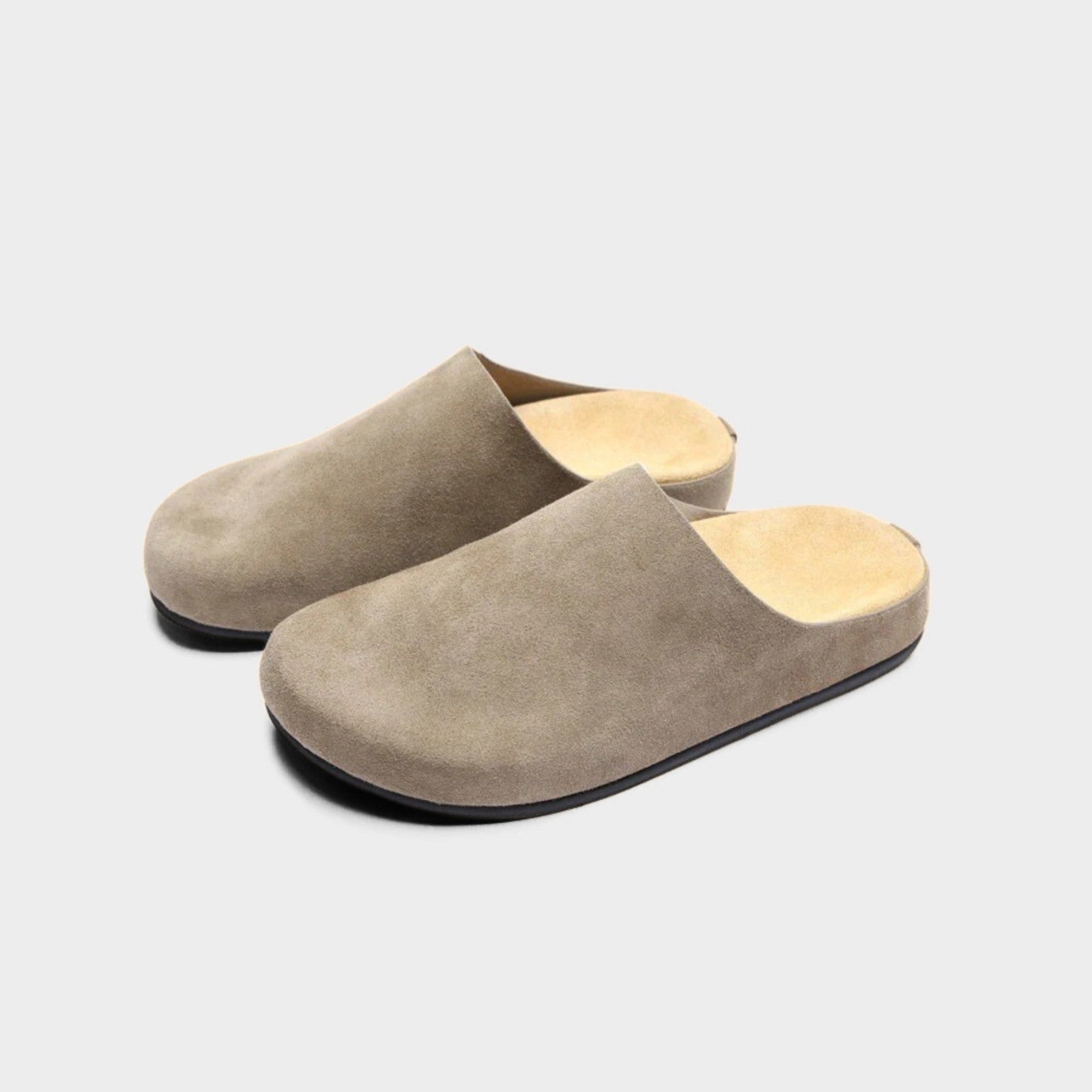 Minimalist Cow Suede Slip-On Slippers with Cushioned Insole