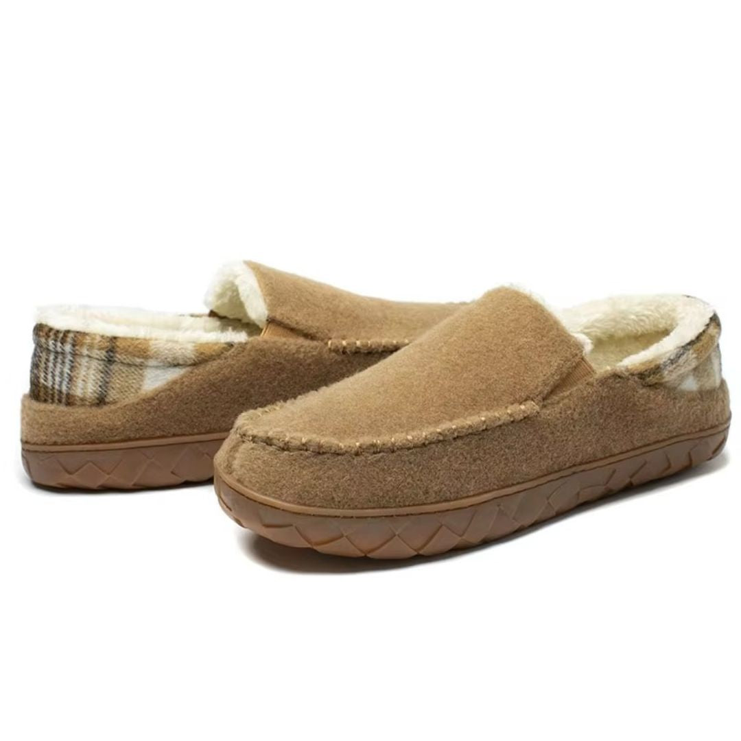 Faux Shearling-Lined Moccasin Slippers