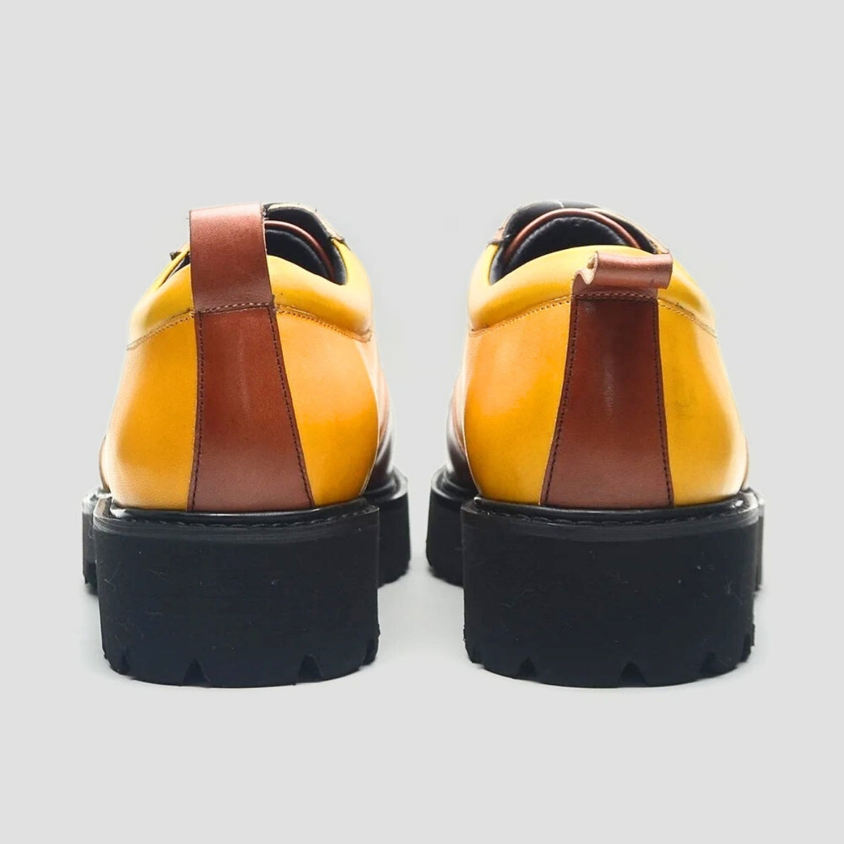 Bold Multitone Derby Shoes in Yellow, Brown & Blue Leather