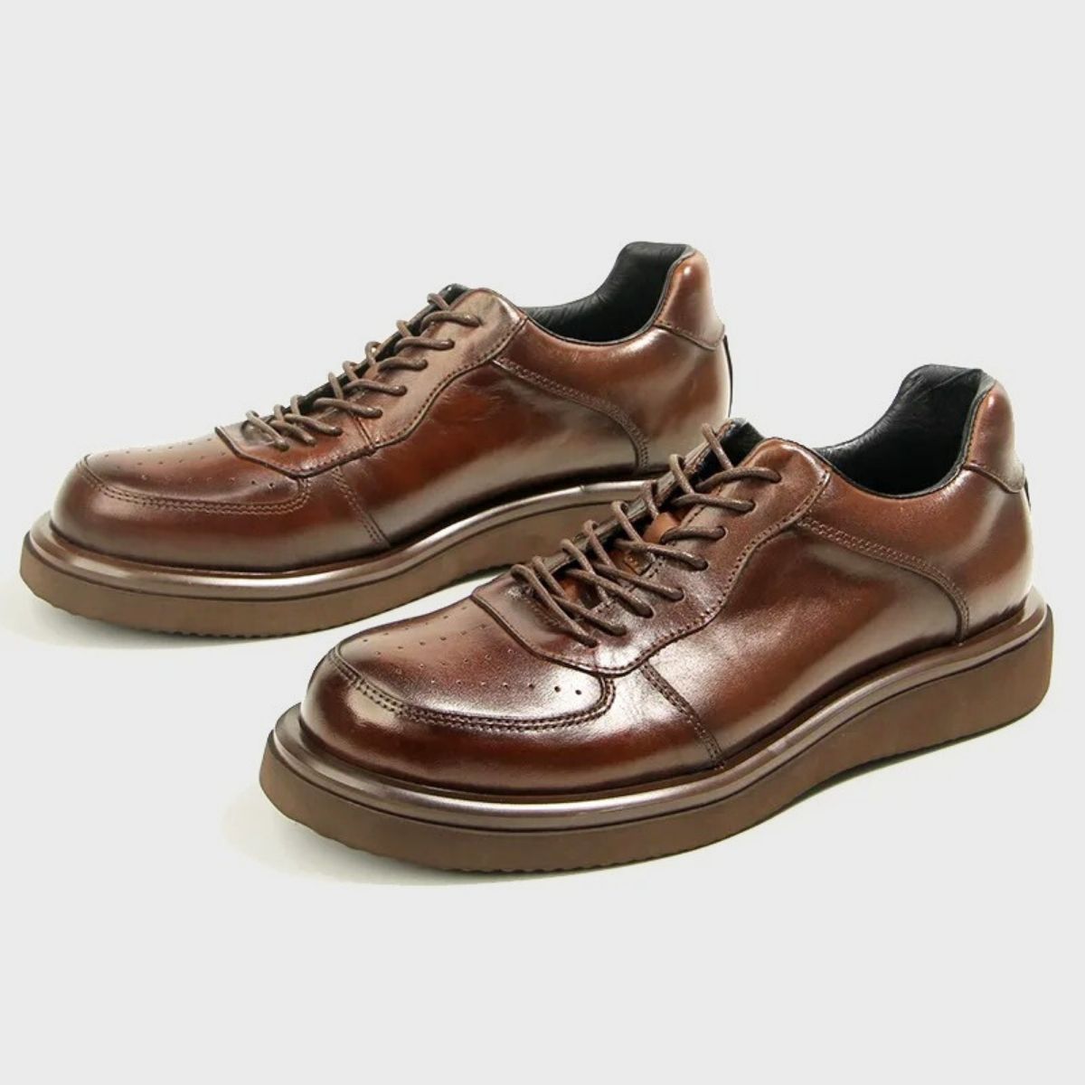 Leather Derby Sneakers with Chunky Sole
