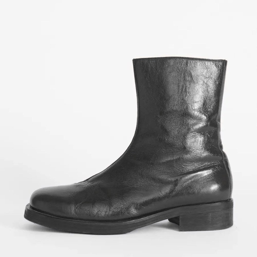 Smooth Leather Tall Boots with Zipper Closure