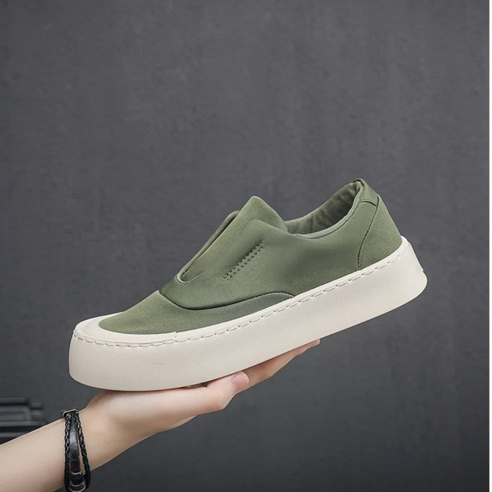 Nylon Panel Slip-On Platform Sneakers