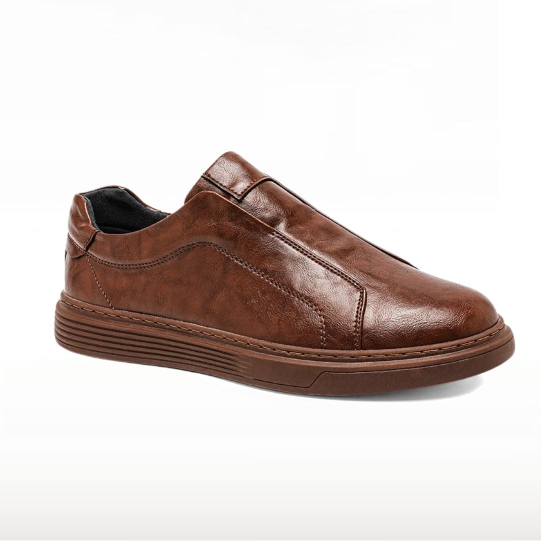 Leather Low Top Slip-On Sneakers