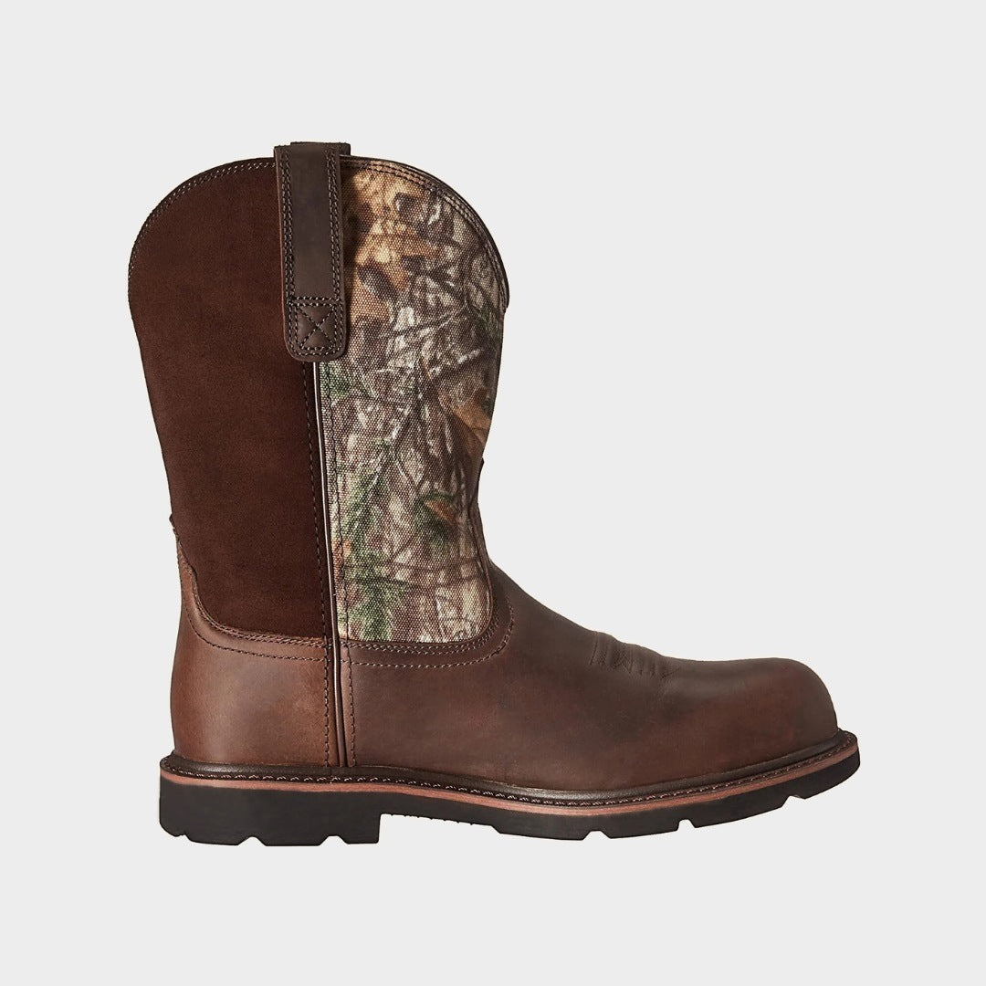 Cowboy Mid-Calf Workwear Boots with Slip-On Pull Tabs