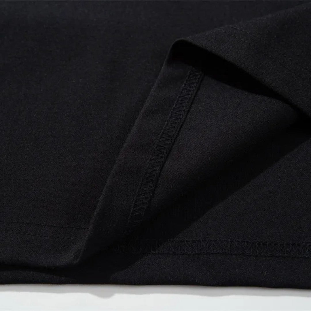 Black Minimalist Spliced Design Long Sleeve Polo
