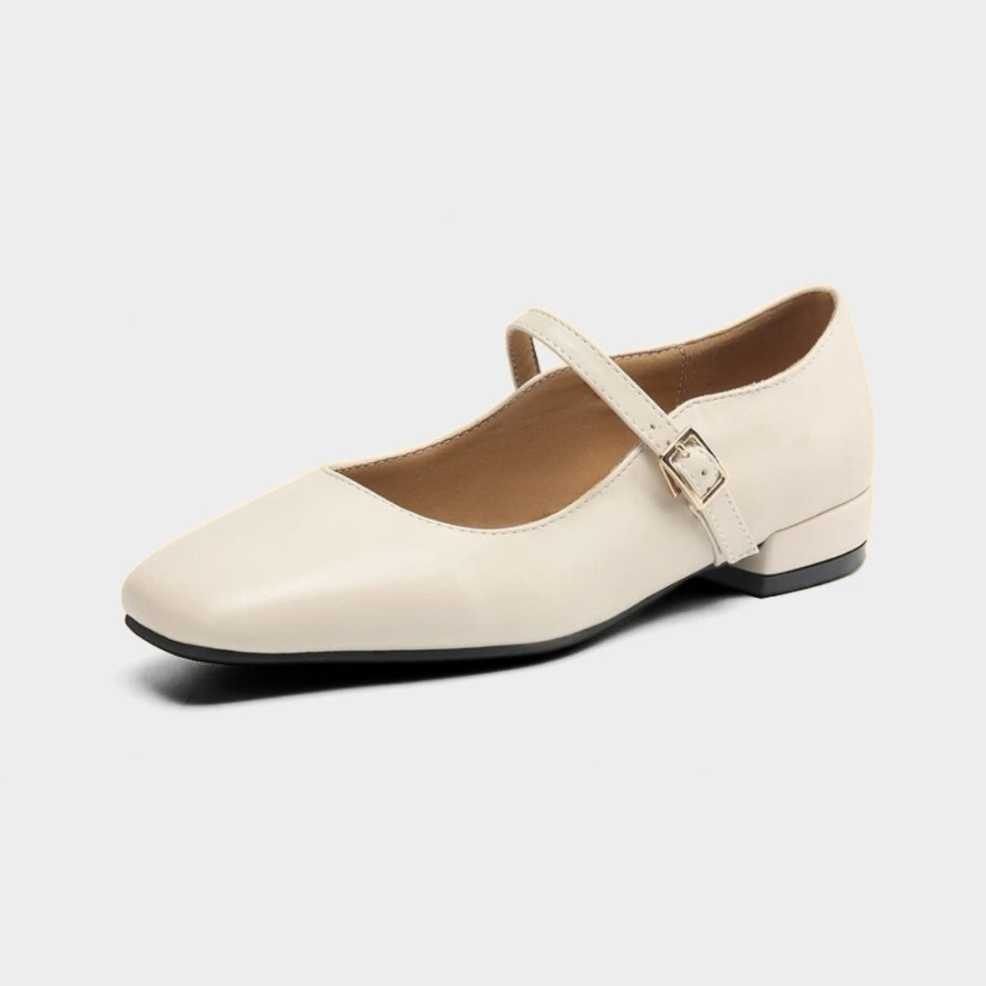 Square Toe Mary Jane Buckle Ballet Flats