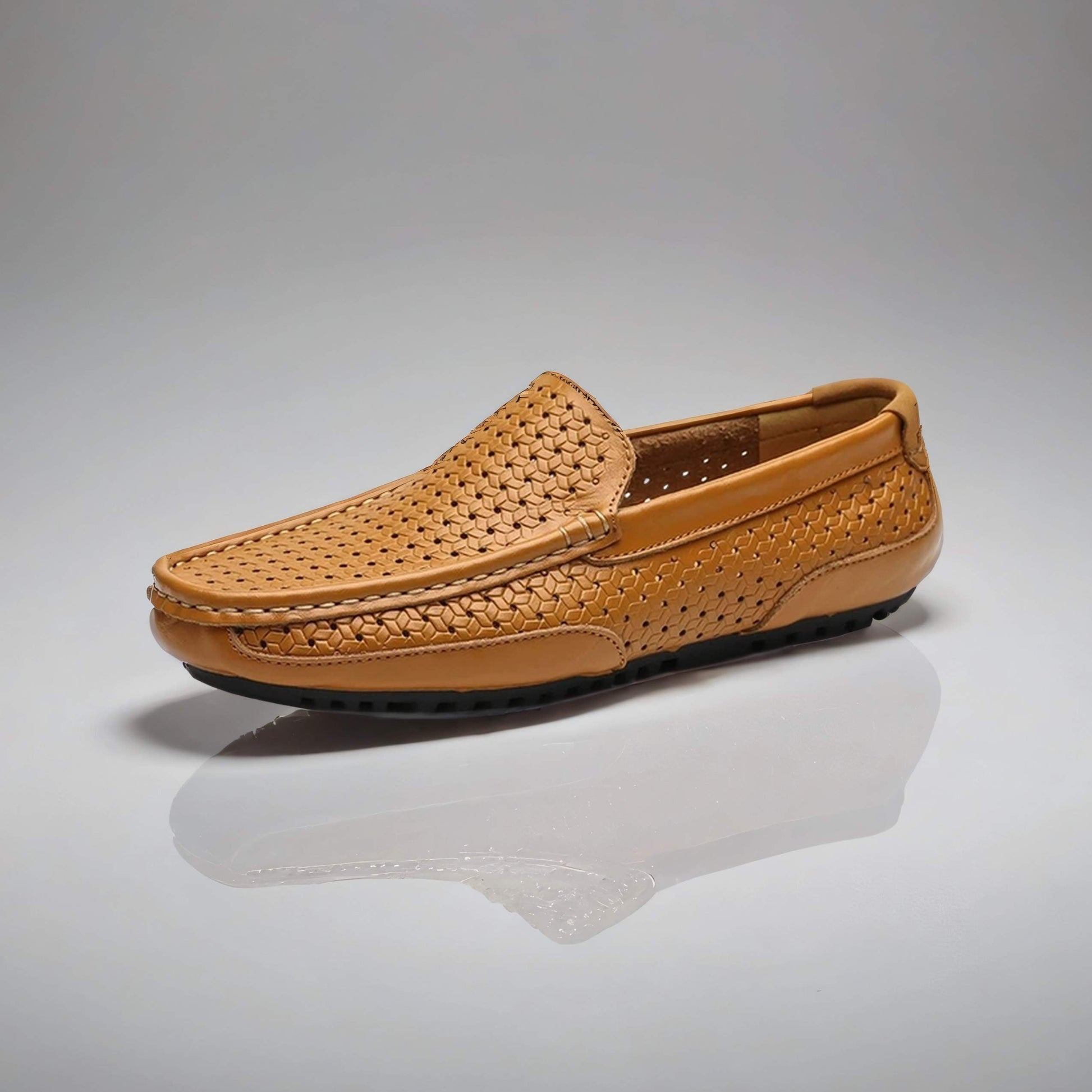 Woven Leather Moccasin Loafers