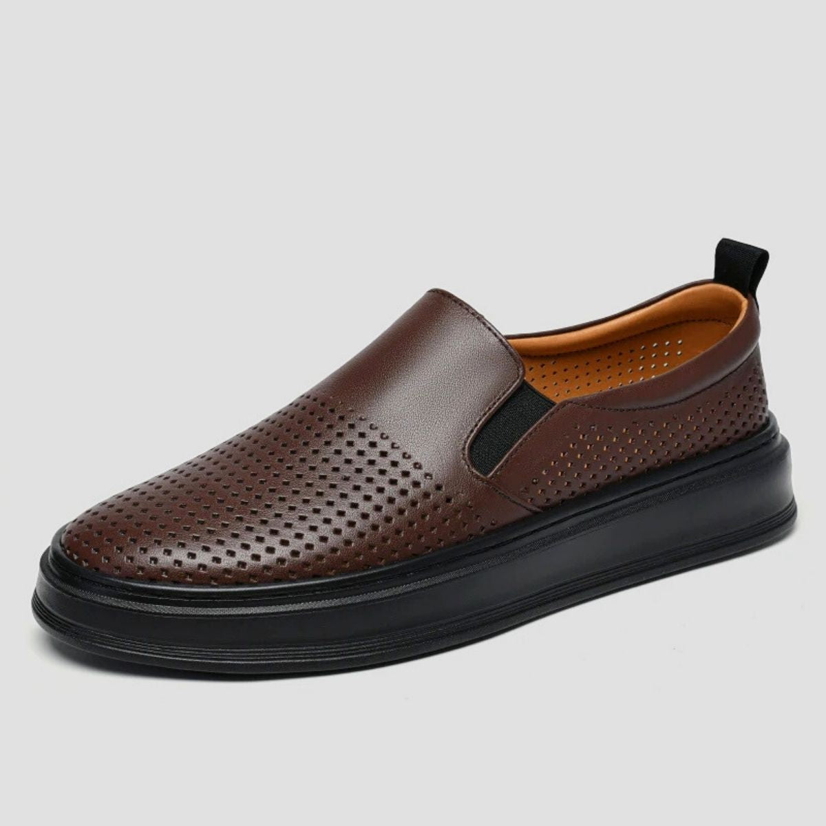 Perforated Leather Slip-On Sneakers