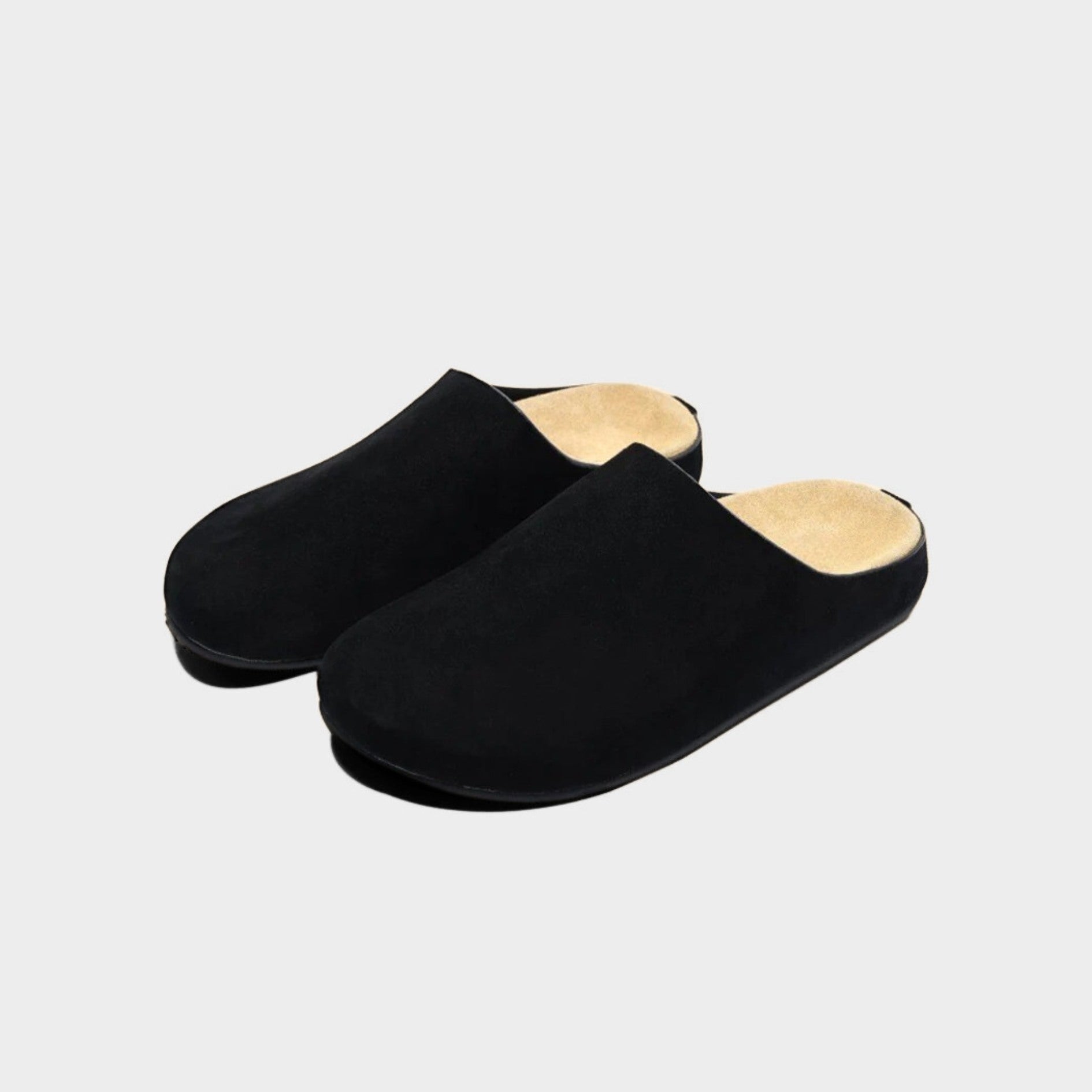 Minimalist Cow Suede Slip-On Slippers with Cushioned Insole