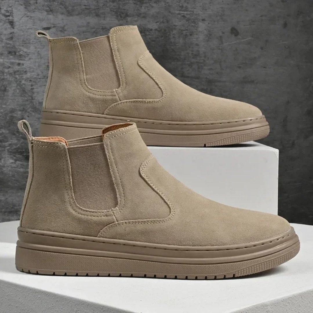 Suede Smart-Casual Leather Slip-On Chelsea Winter Boots