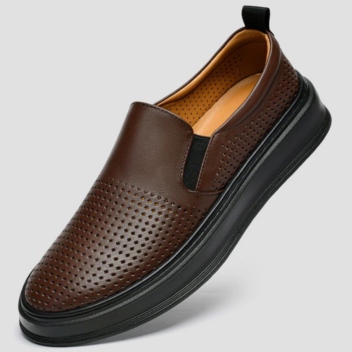 Perforated Leather Slip-On Sneakers