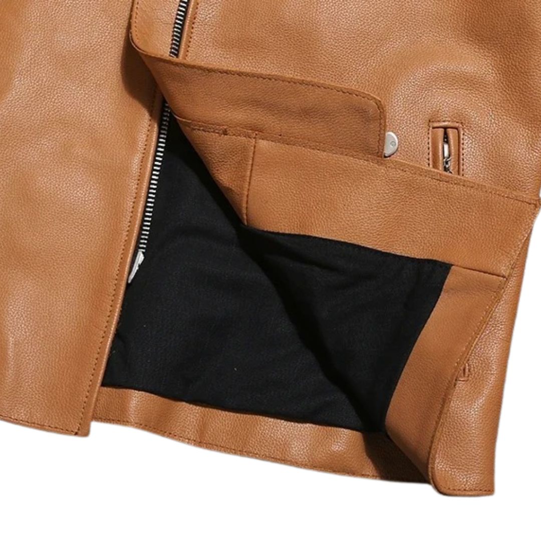 Light Brown Leather Motorcycle Jacket