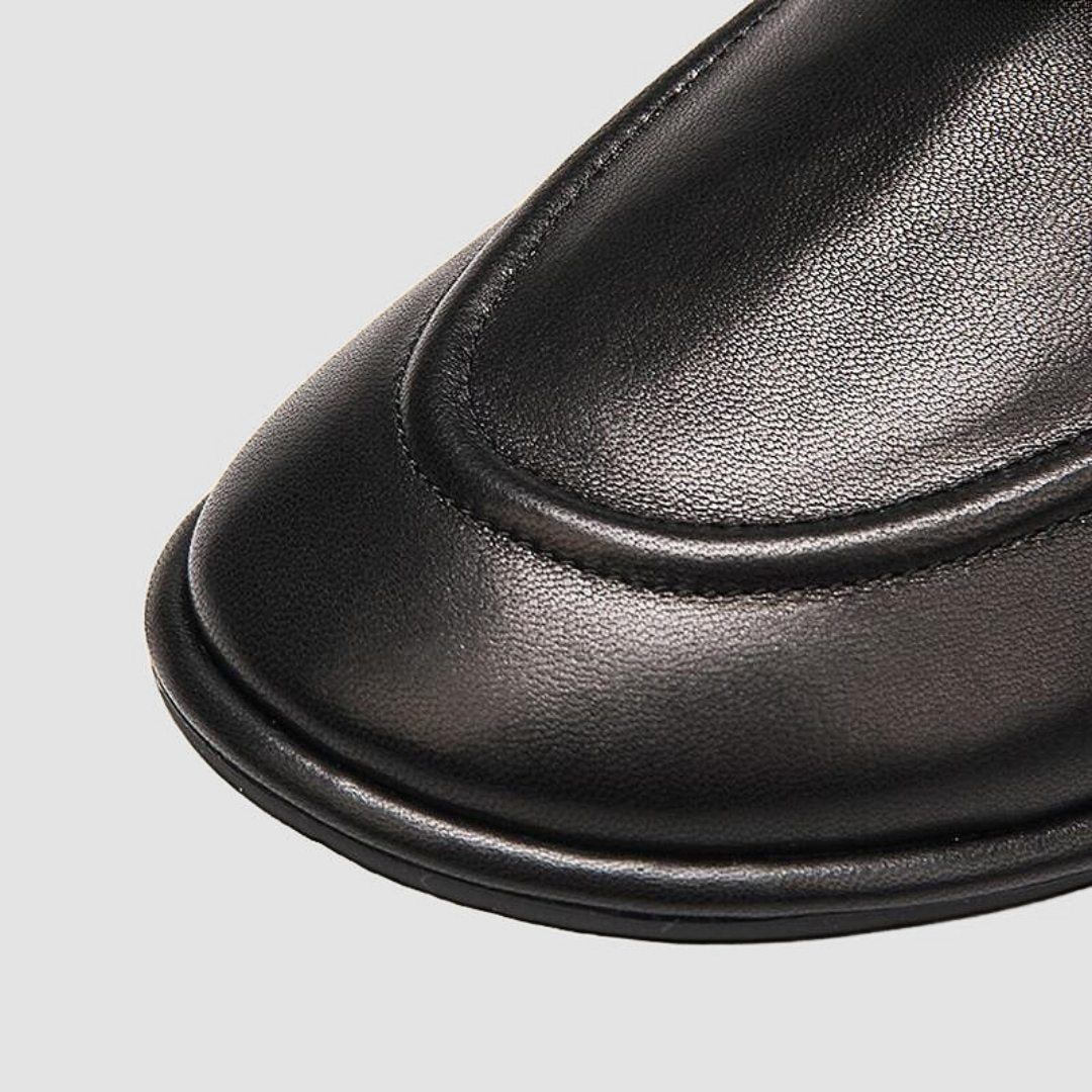Minimalist Leather Mid-Calf Boots with Flat Sole