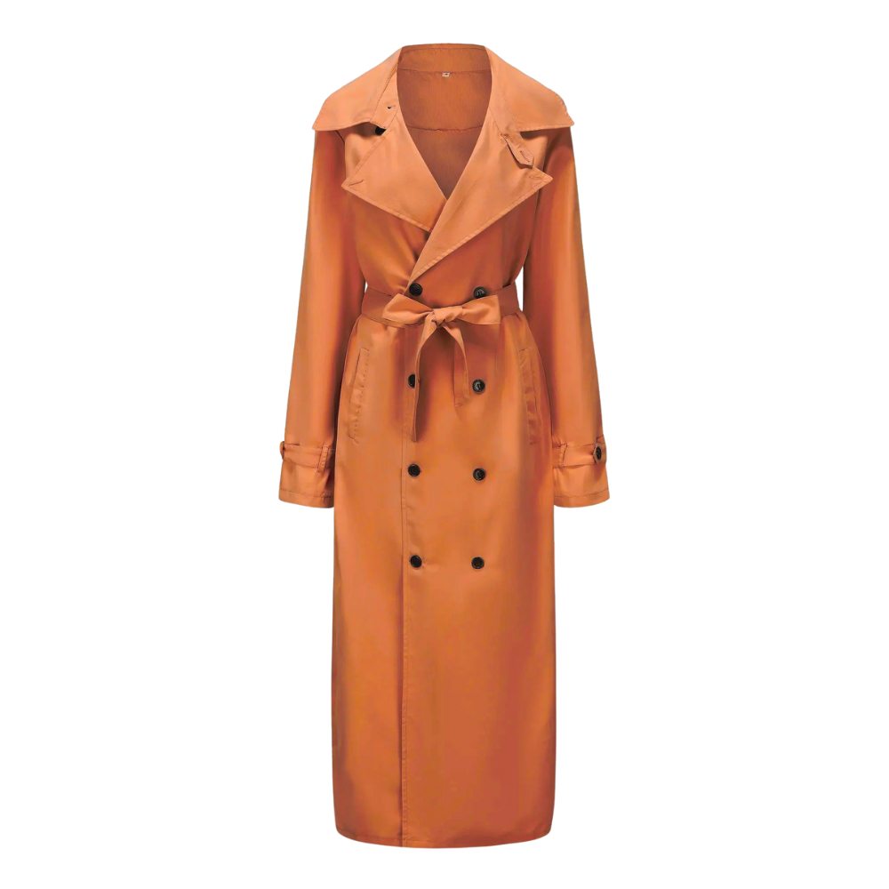 Long Lightweight Button Trench Coat with Belt