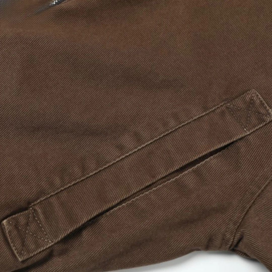 Brown Retro Cargo Bomber Jacket With Distressed Finish